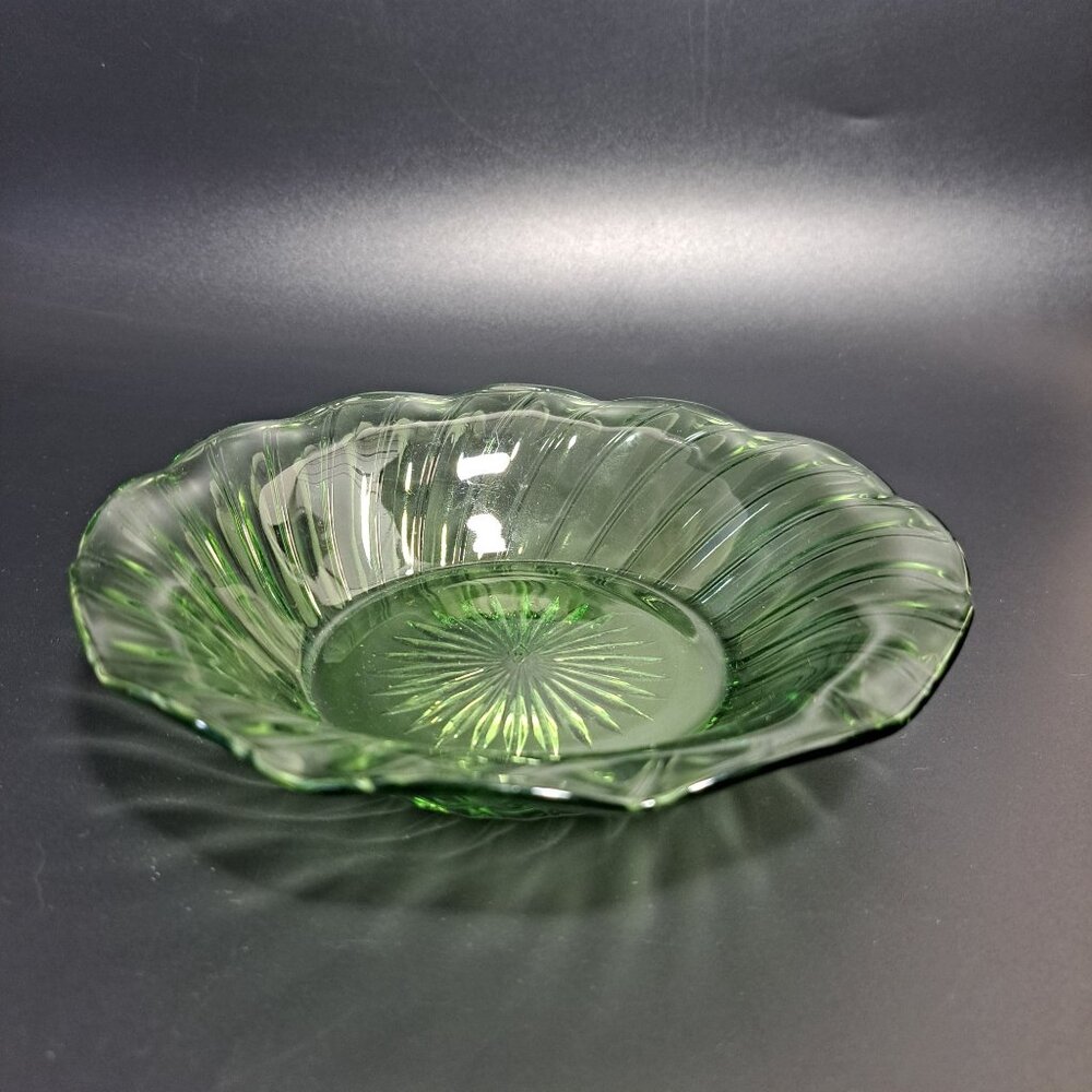 Heisey Moongleam Marcel Wave Swirl Green Bowl Vintage